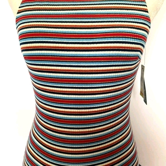BCX Red White Blue Asymmetrical Hem Stripe Dress - Picture 4 of 16